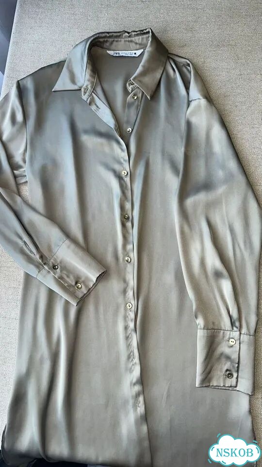 Платье рубашка zara атлас 42 44 фото 2