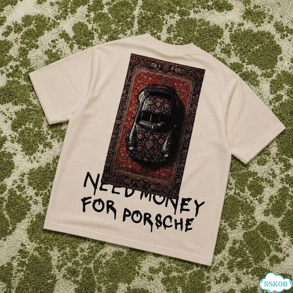 Футболка need money for porsche oversize унисекс фото 1