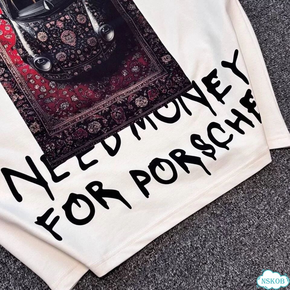 Футболка need money for porsche oversize унисекс фото 4