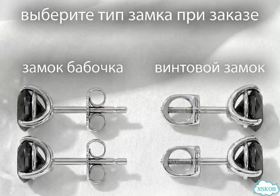 Золотые серьги с черными муассанитами 2 карата фото 6