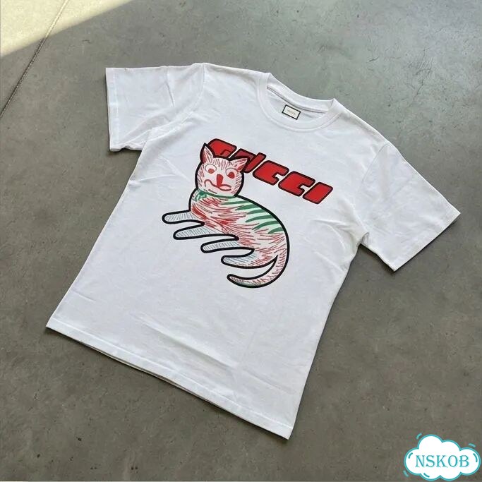 Футболка белая Gucci Cat Print AC0037 фото 2