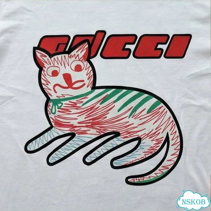 Футболка белая Gucci Cat Print AC0037 фото 3