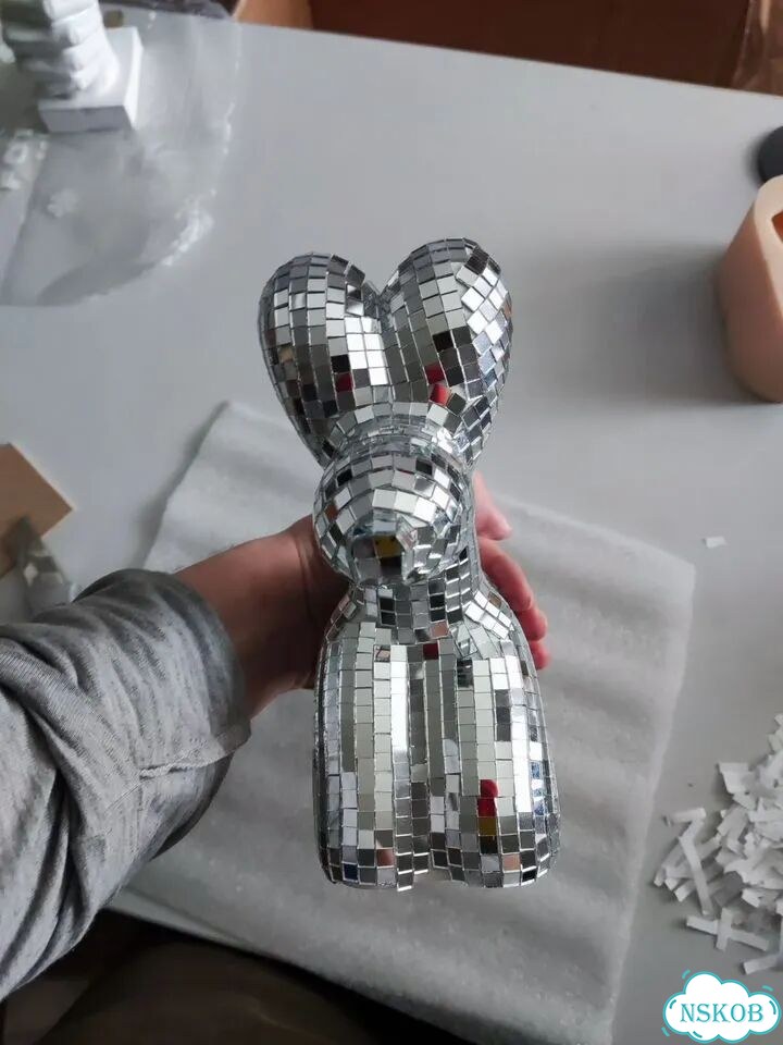Диско Пёс зеркальный арт-объект который сияет гипс фото 5