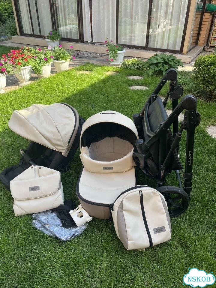 Коляска Riko basic ozon 2 в 1 бежевая фото 9