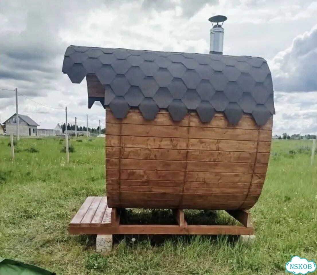 Баня бочка с террасой фото 10