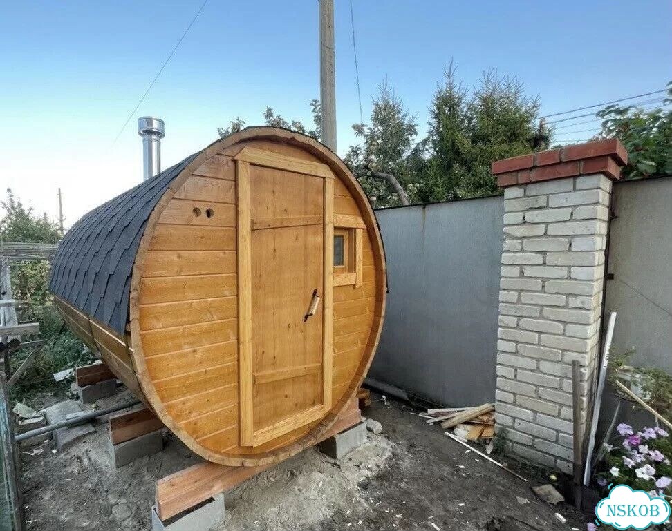 Баня бочка с террасой фото 2