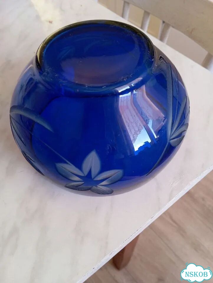 Ваза из синего стекла СССР фото 3