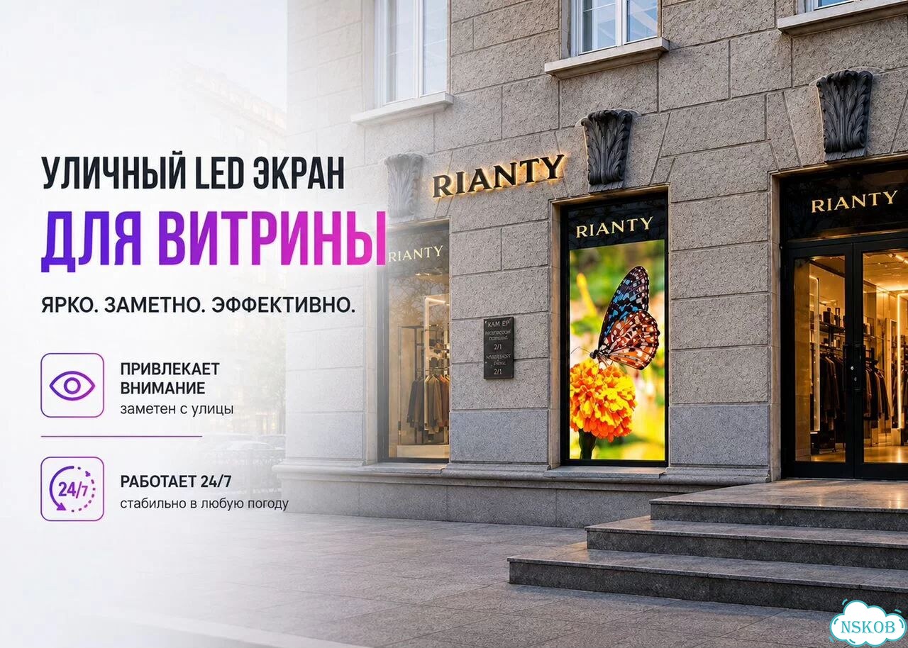 Уличный LED экран для витрины фото 1
