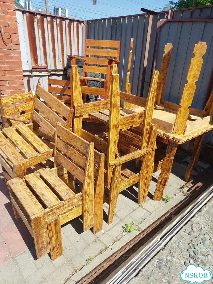 Садовая мебель из дерева фото 7