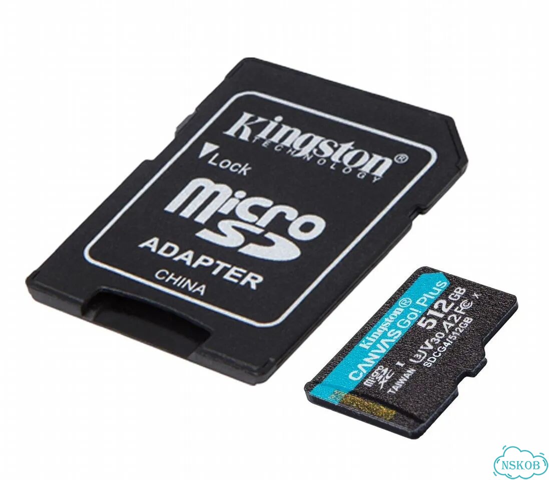 Карта памяти Kingston microsdxc 512GB Canvas Go Plus G4 UHS-I U3 V30 A2, с SD-адаптером фото 2