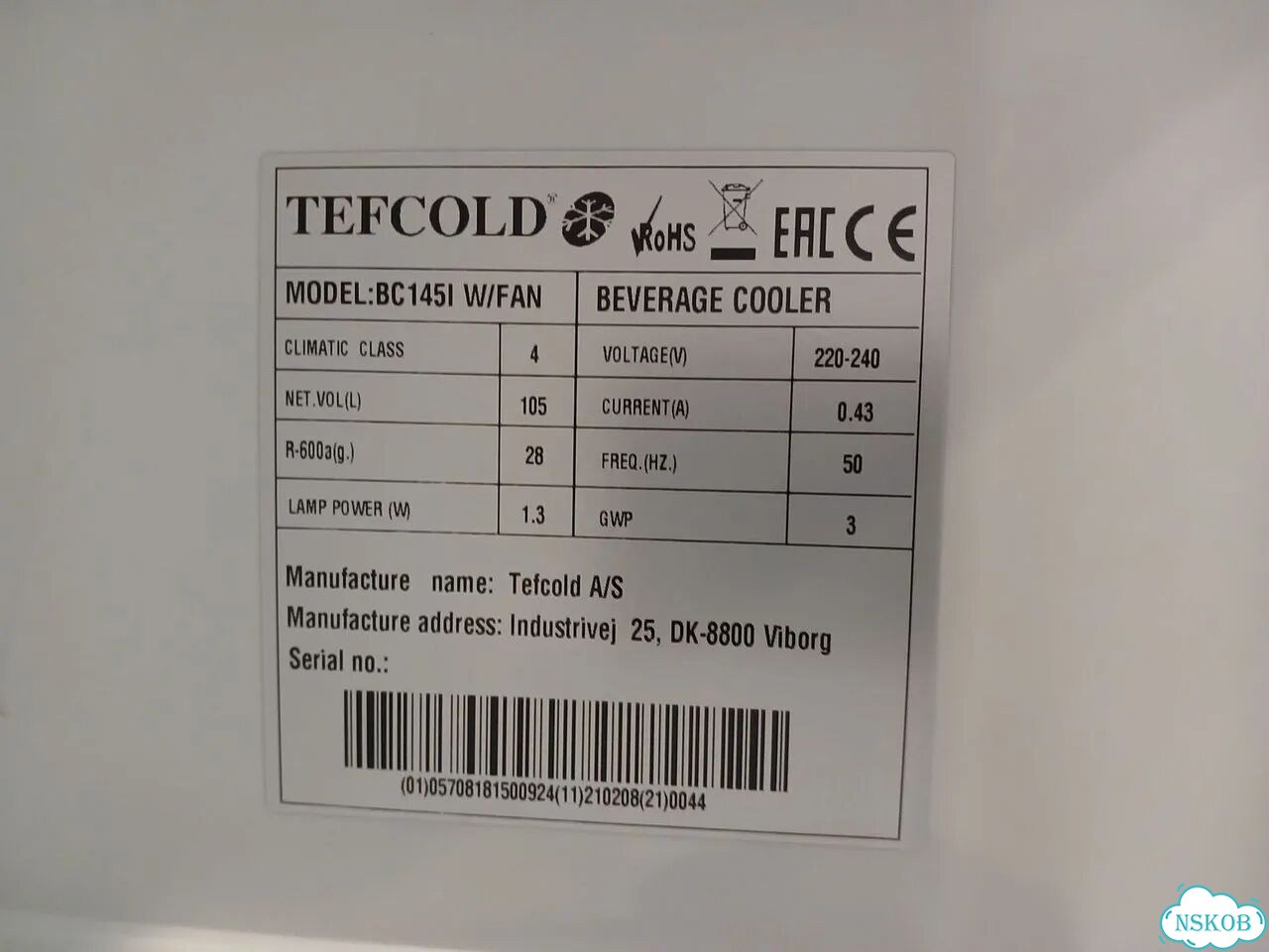 Шкаф холодильный tefcold BC145 W/FAN (новый, 109л) фото 8
