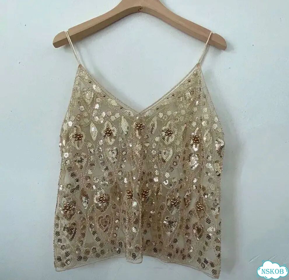 Майка топ с пайетками в цвете тиффани фото 3
