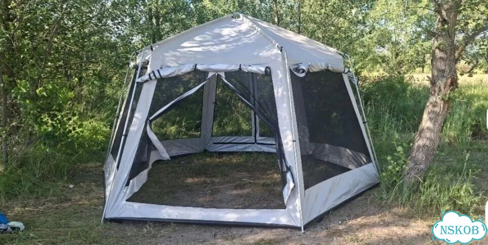 Большой шестигранный туристический шатер 430х430 фото 2