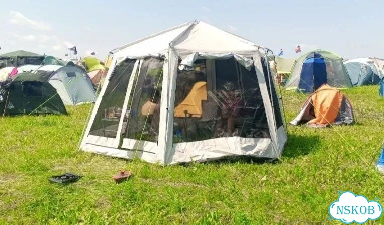 Большой шестигранный туристический шатер 430х430 фото 5