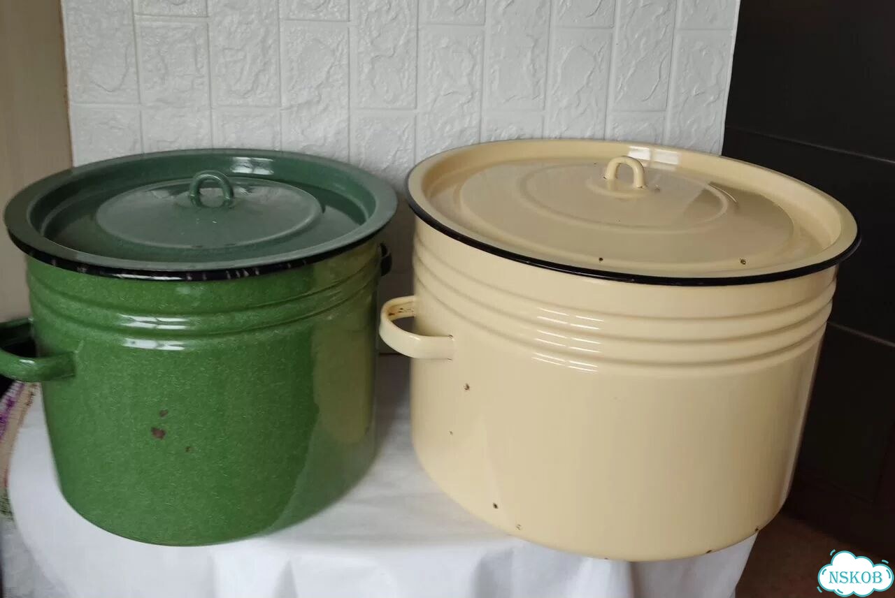 Кастрюля СССР 20/30л бак эмалированный большой фото 1