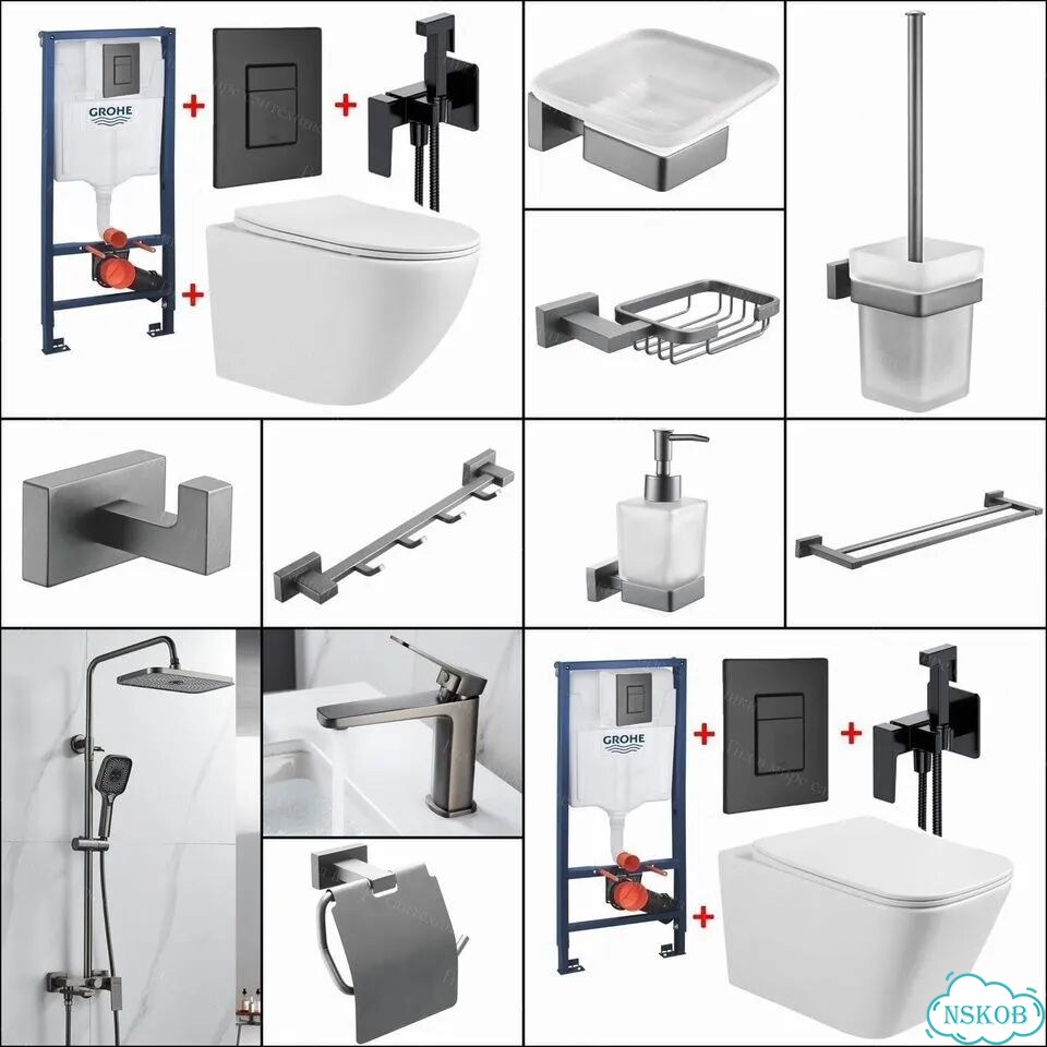 Инсталляция Grohe оружейная сталь и унитаз фото 10