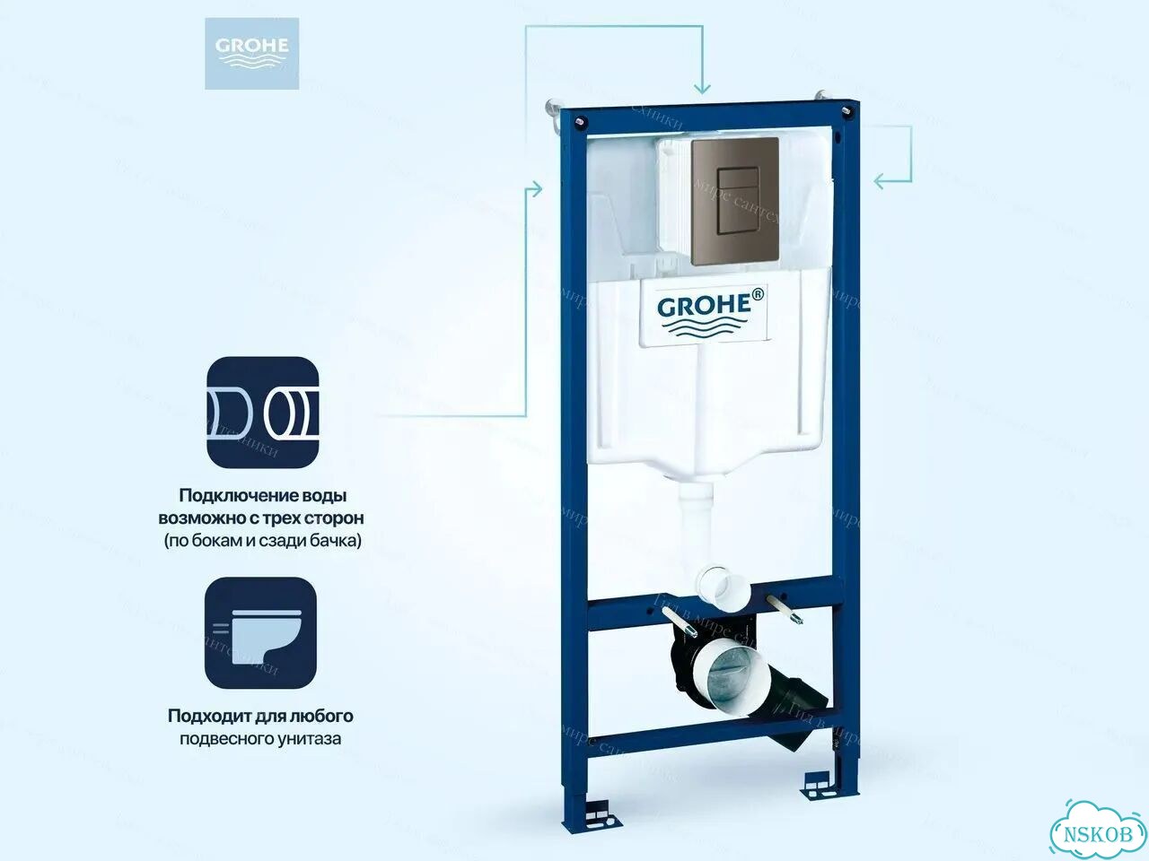 Инсталляция Grohe оружейная сталь и унитаз фото 4