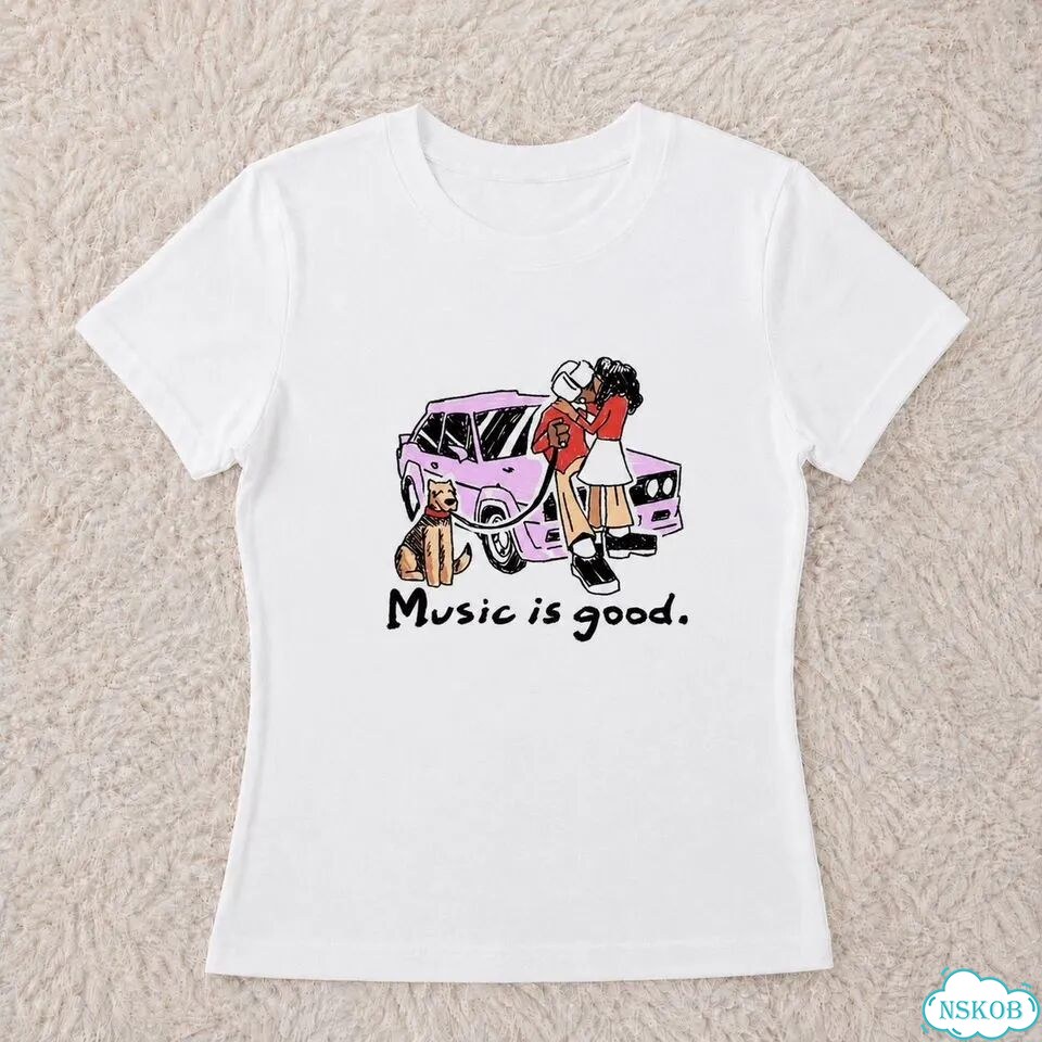 Футболка белая женская Music is good фото 1
