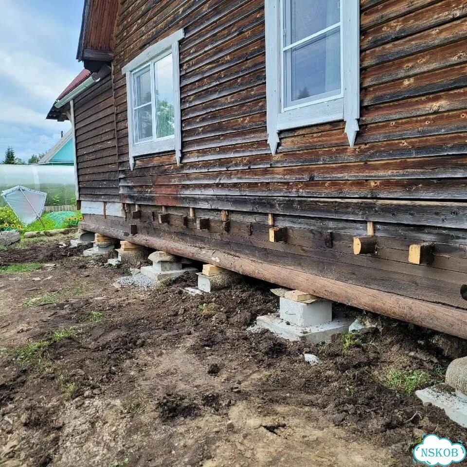 Замена венцов замена лаг подъем дома фото 10