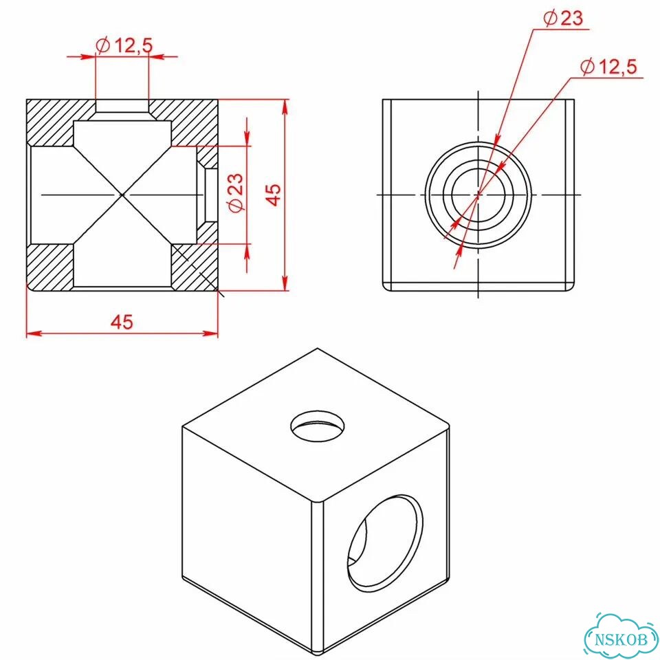 2072 Двухсторонний кубический соединитель (к профилям серии 45) фото 7