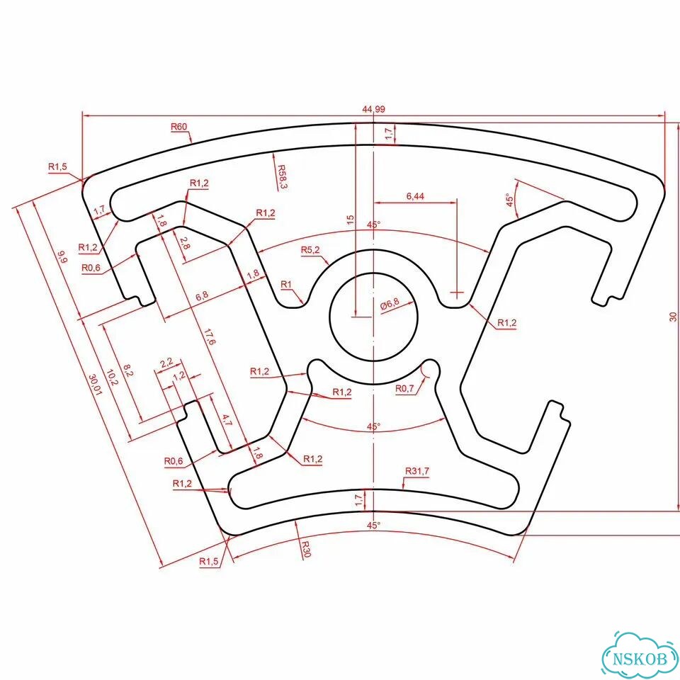 OB-30-ugol45-R-RAL6018 Профиль 30х30 мм закругленный угол 45 паз 8 мм (Светло-зеленый) фото 2