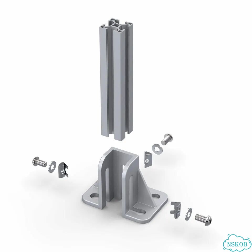 RSI-7202B Фундаментная опора, алюминиевая, для профиля 30x30, крепление с краю фото 4