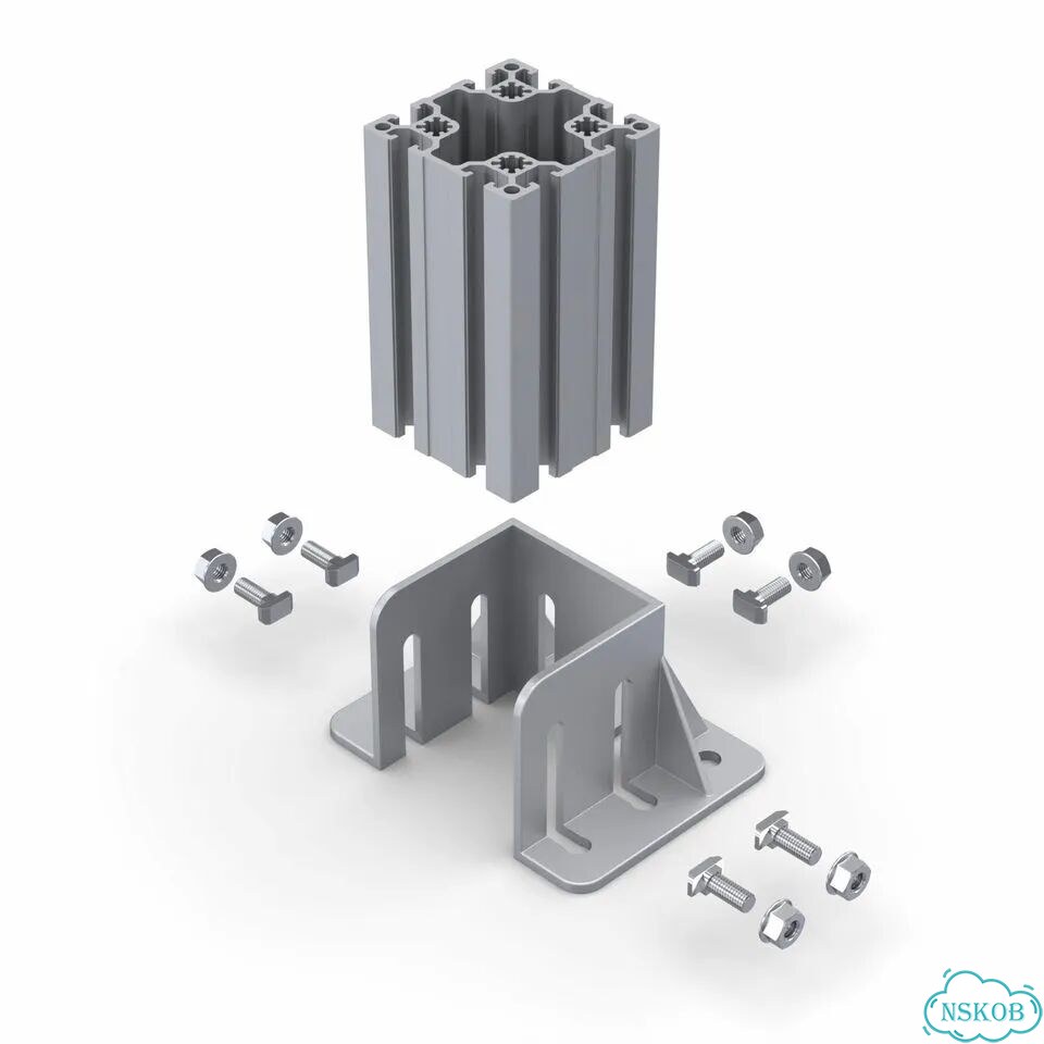 RSI-7211B Фундаментная опора, алюминиевая, для профиля 90x90, крепление с краю фото 4