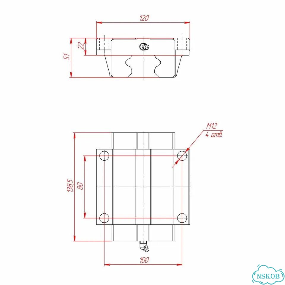 TRH45-A / HGW45CA Каретка c фланцем 45 мм фото 4