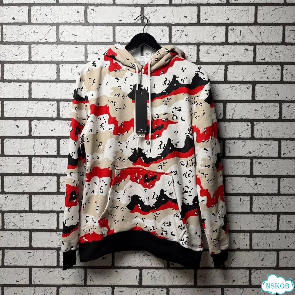 Худи Stone Island Desert Camo красное фото 2