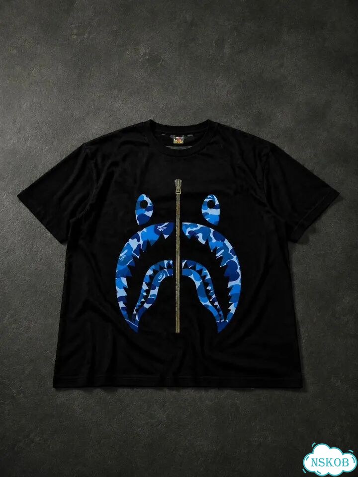 Футболка bape Blue Camo Shark Tee фото 1