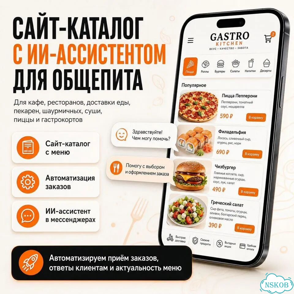 Сайт-каталог и ии-ассистента для общепита фото 1