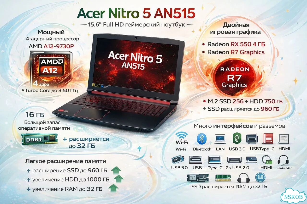Игровой ноутбук: A12 + RX550 4гб + 16 озу + SSD фото 9