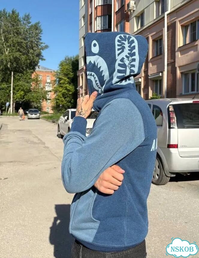 Зип худи Bape indigo new фото 2