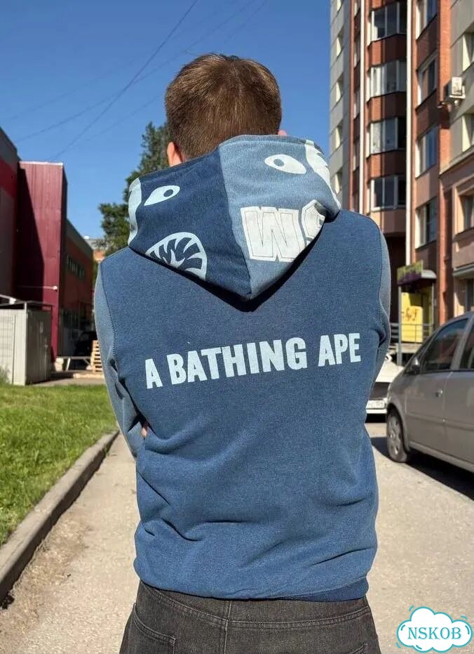 Зип худи Bape indigo new фото 3