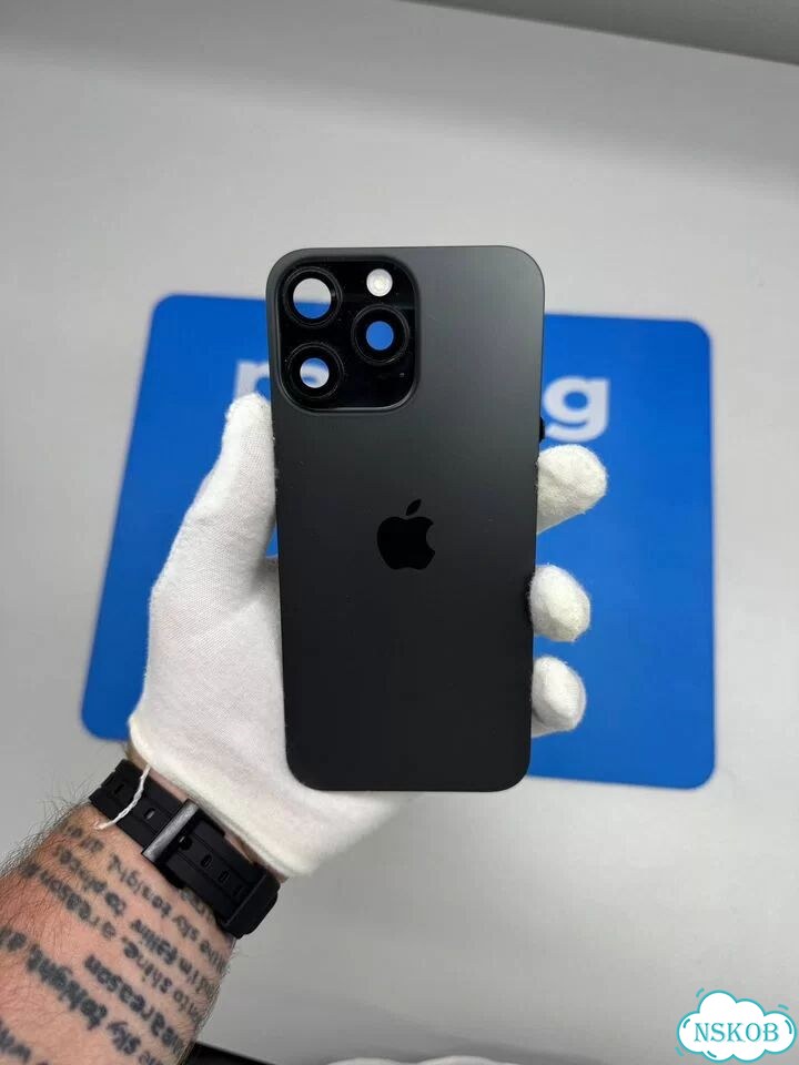Заднее стекло iPhone 16ProMax Черное (в сборе) фото 1