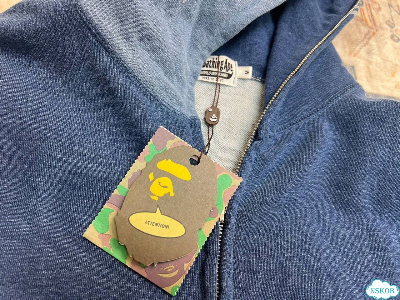 Зип худи Bape Indigo Tiger Shark синие фото 10