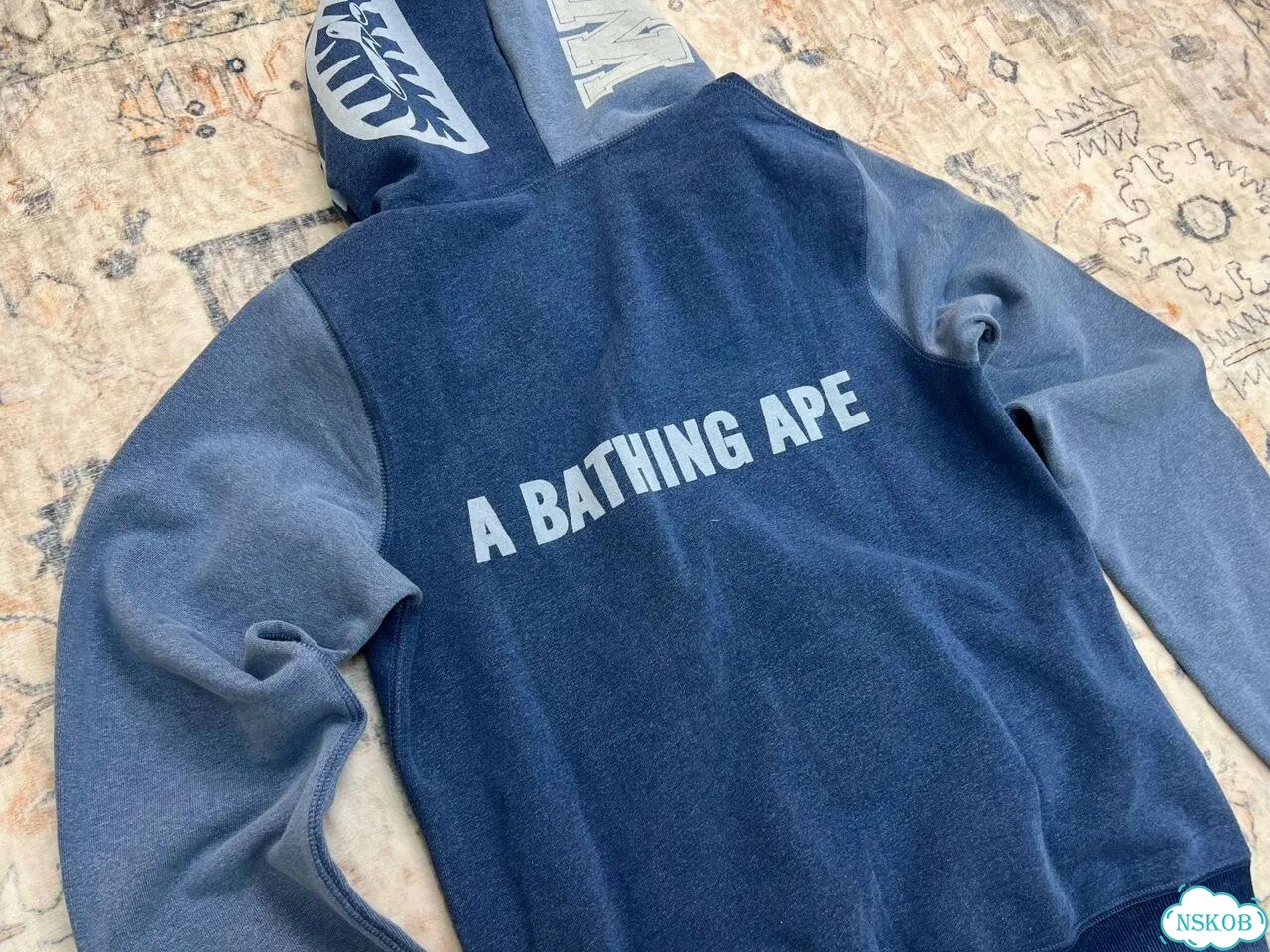 Зип худи Bape Indigo Tiger Shark синие фото 7