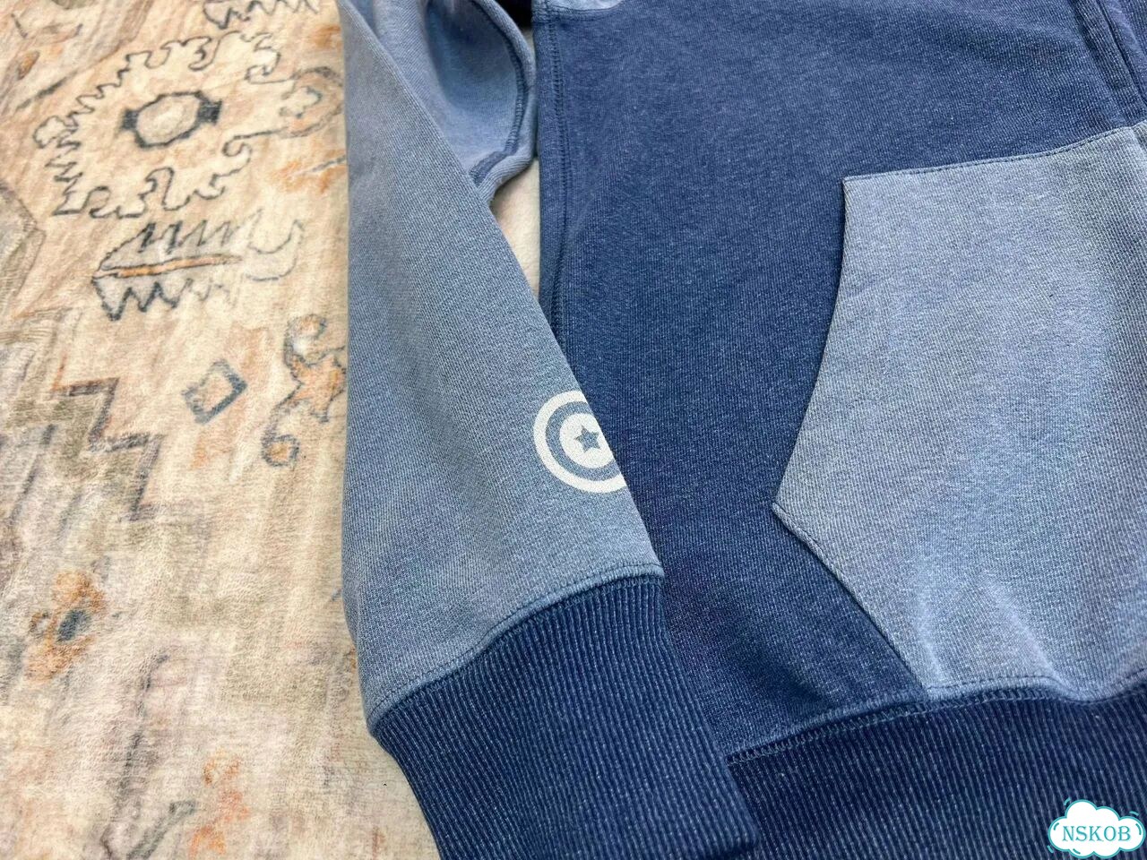 Зип худи Bape Indigo Tiger Shark синие фото 8