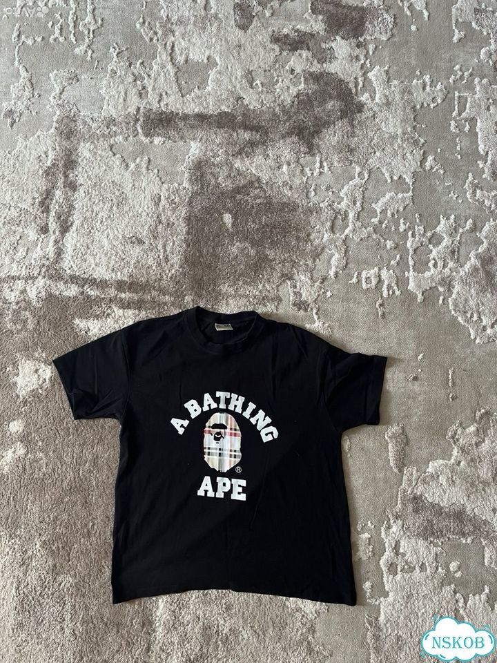 Футболка a bathing Ape x burberry,черная фото 1
