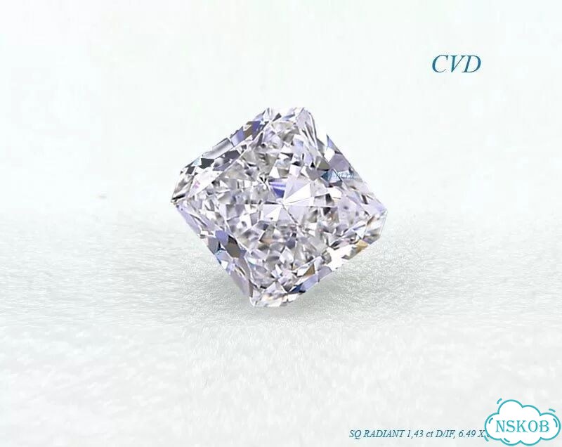 Бриллиант CVD SQ radiant (1,43сt D/IF) фото 2