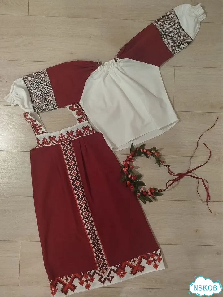 Сарафан для девочки народный стилизованный, рубаха фото 1