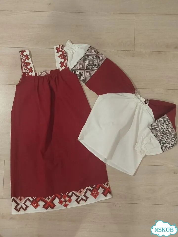 Сарафан для девочки народный стилизованный, рубаха фото 3