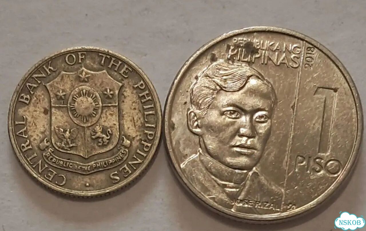 Редкие 10 сентаво 1964 года, 1 писо 2018. монеты фото 2