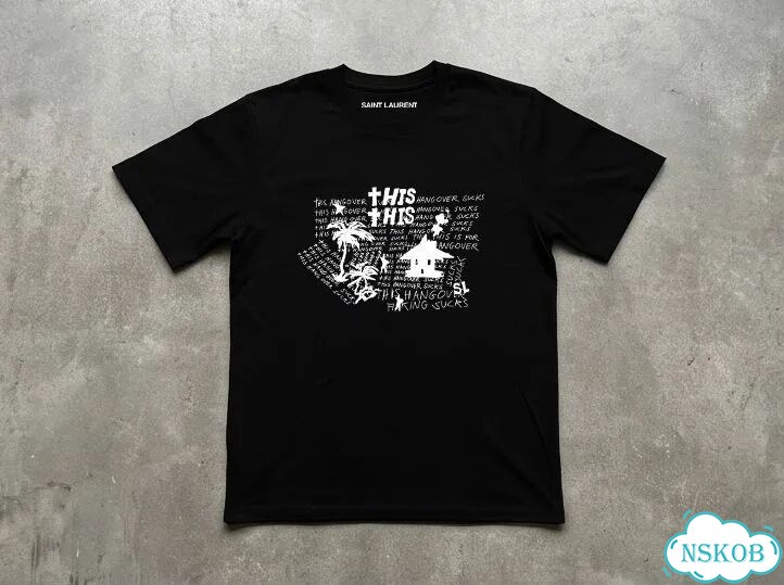 Футболка мужская черная Saint Laurent Paris SLP distressed hangover streetwear vintage AC0194 фото 1