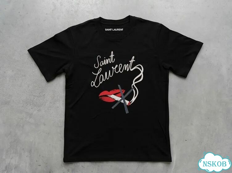 Футболка мужская черная Saint Laurent No Smoking Tee Print SLP Hedi streetwear vintage AC0158 фото 1
