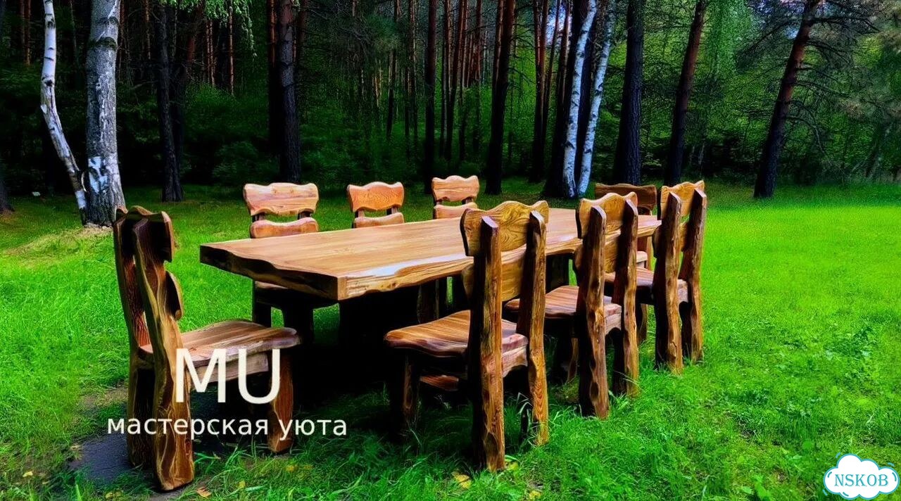 Кухонный стол из дерева 250 х 100 см фото 5