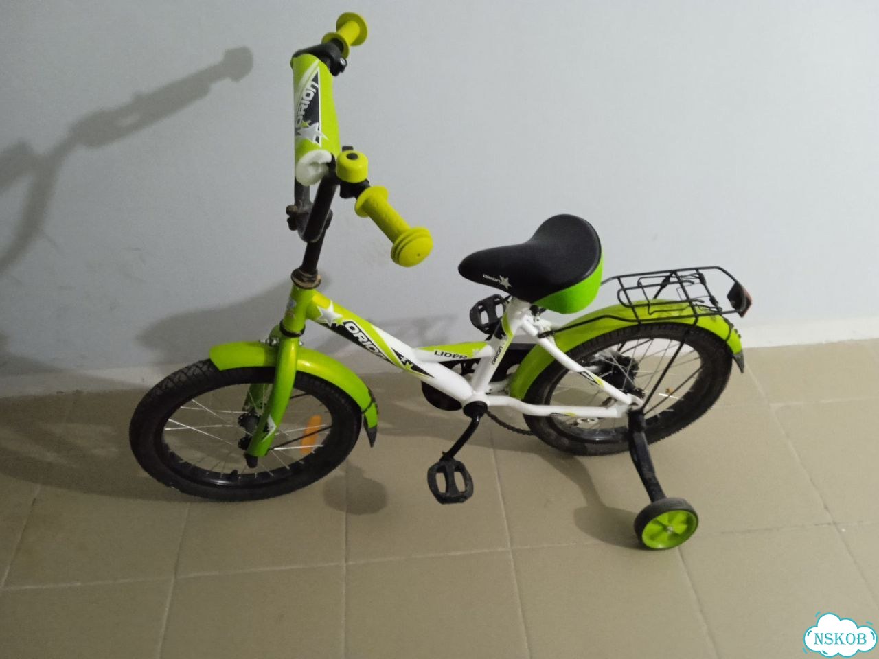 Детский велосипед с доп. колёсами, размер 16 фото 1