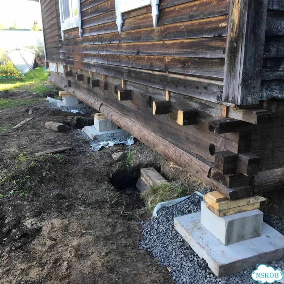 Замена венцов замена лаг подъем дома фото 7