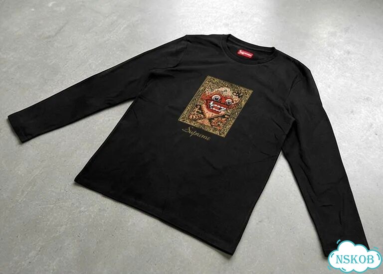 Лонгслив мужской Supreme черный ss21 week 14 Barong Patch streetwear vintage AC0104 фото 2