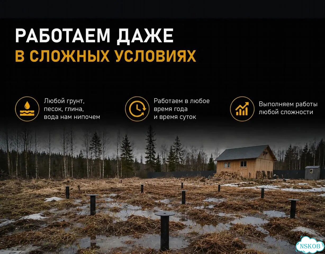 Монтаж винтовых свай на участке с уклоном фото 5